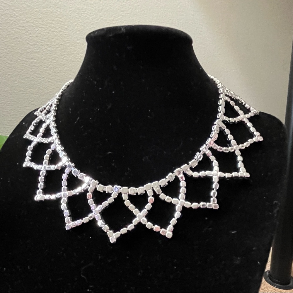 Clear Rhinestone Chocker Necklace - Picture 2 of 3